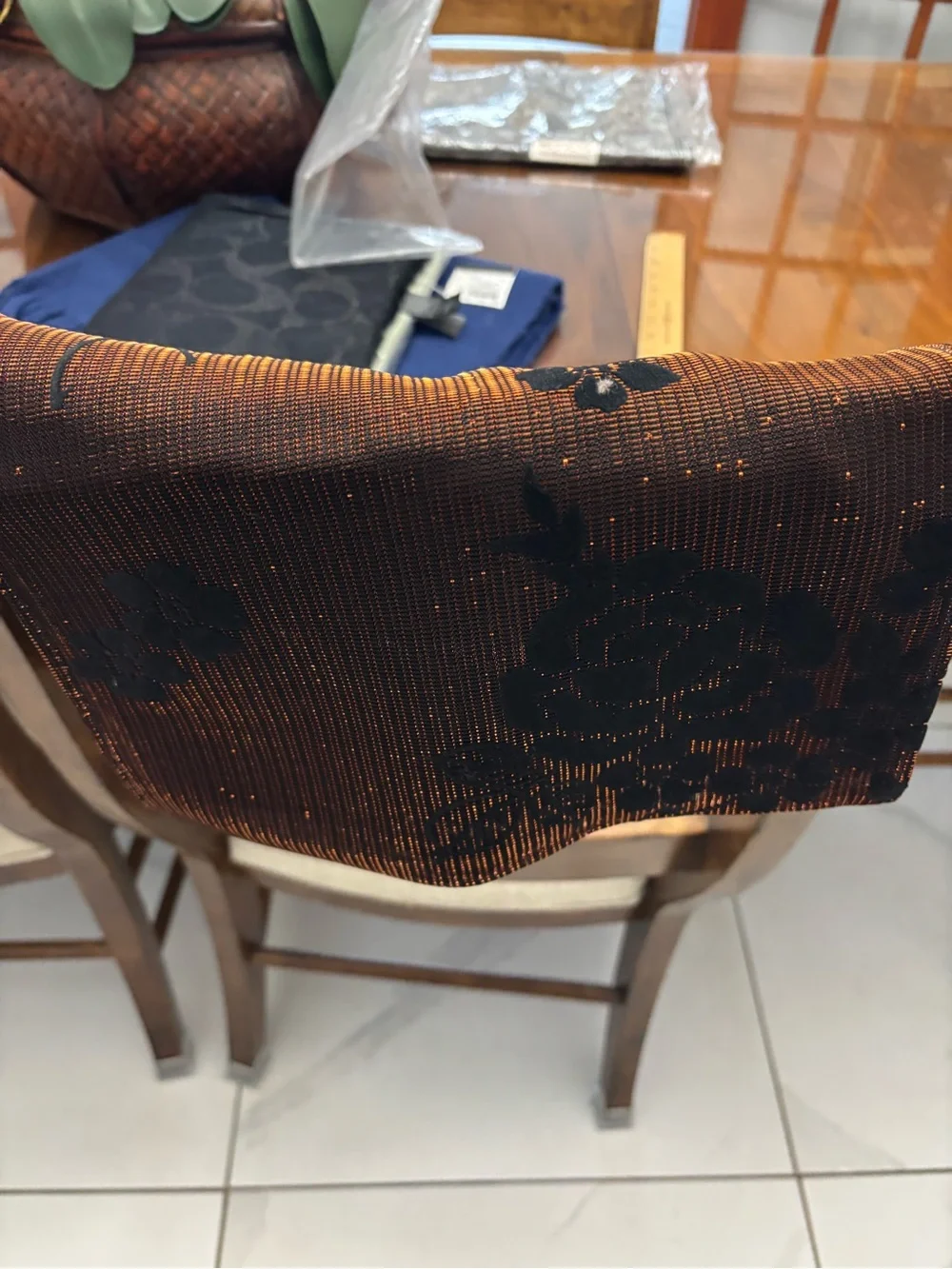NWOT.  Casual Corner scarf - black with orange metallic threads